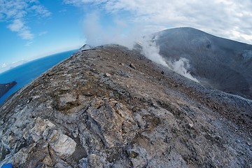 Image showing Fisheye view of Grand (Fossa) crater of Vulcano island near Sicily, Italy