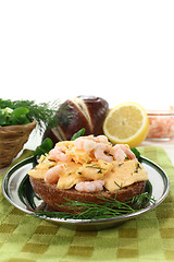 Image showing Scrambled eggs with shrimp