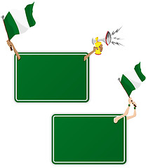 Image showing Nigeria Sport Message Frame with Flag. Set of Two