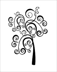 Image showing Art tree beautiful, black silhouette