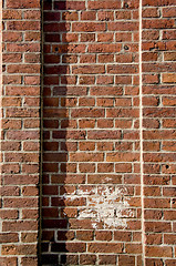 Image showing Background of retro vintage dirty red brick wall 