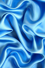 Image showing Smooth elegant blue silk as background