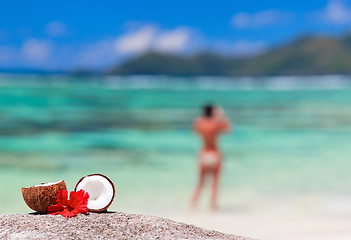 Image showing Coconut on tropical coast