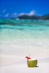 Image showing Coconut on tropical beach