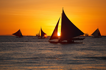 Image showing Sunset at ocean