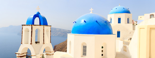 Image showing Traditional blue and white church