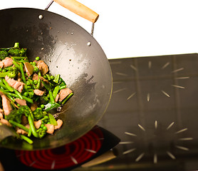 Image showing Chef cooking wok