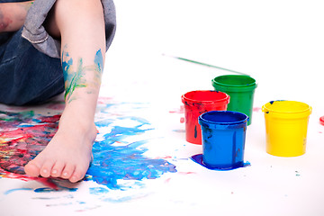 Image showing Boy painting