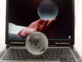 Image showing Laptop Keyboard Globes