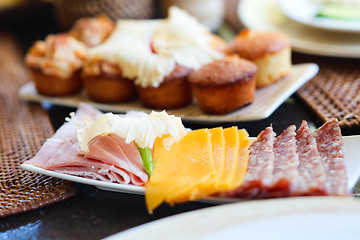 Image showing Cheese and cold meats