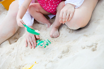 Image showing Family beach vacation closeup