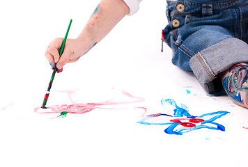 Image showing Boy painting