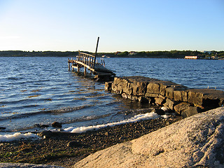 Image showing Old decaying boat bridge