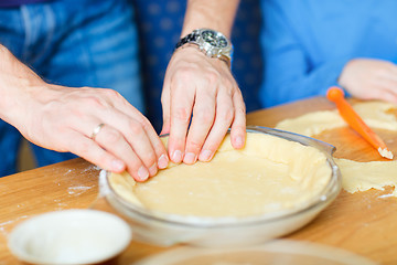 Image showing Closeup of baking a pie