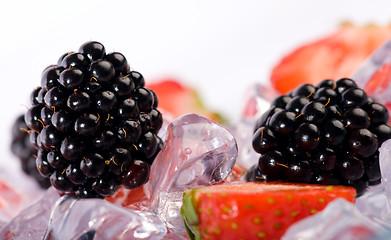 Image showing Ice Strawberries and Blackberries