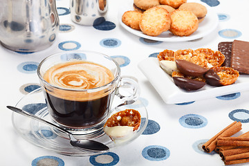 Image showing Morning coffee and cookies