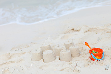 Image showing Beach toys on tropical beach