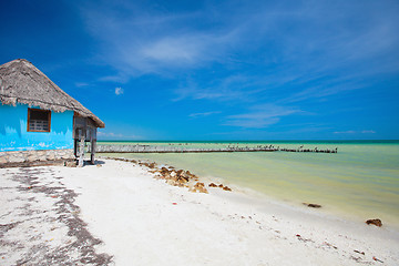 Image showing Colorful little house at beach