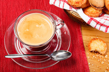 Image showing Morning coffee and cookies