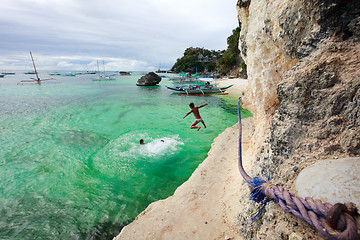 Image showing Boys jumping