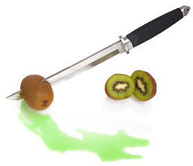 Image showing Kiwi and knife