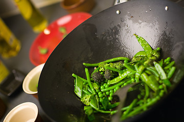 Image showing Chef cooking wok