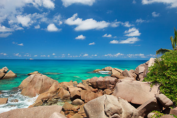 Image showing Beautiful rocky coast in Seychelles