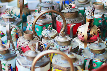 Image showing Collection of vintage Chinese pots