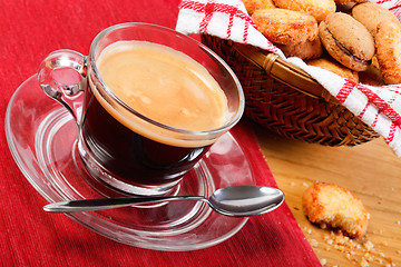 Image showing Morning coffee and cookies