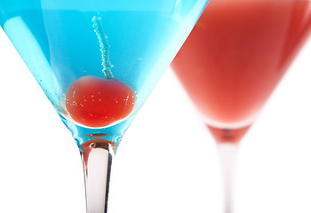 Image showing Blue and Red Cocktails