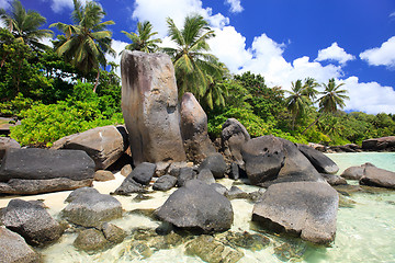 Image showing Beautiful rocky coast in Seychelles