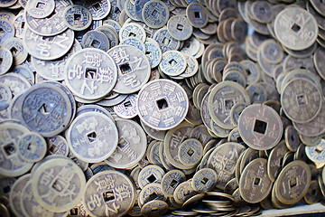 Image showing Collection of old Chinese coins