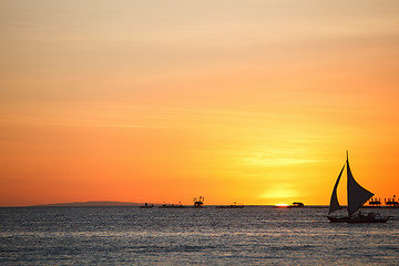 Image showing Sunset at ocean