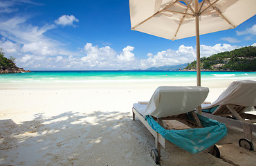 Image showing Beach chair on tropical beach