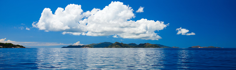 Image showing Panorama of tropical islands and big cloud