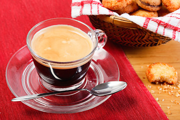 Image showing Morning coffee and cookies