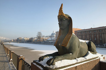Image showing Egyptian bridge.Sphinx.