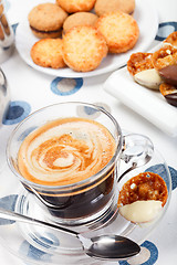 Image showing Morning coffee and cookies