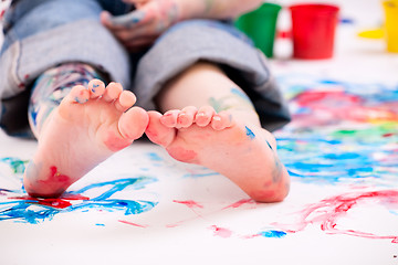 Image showing Boy painting