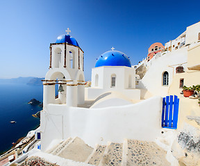 Image showing Classical Greek style church in Santorini, Greece