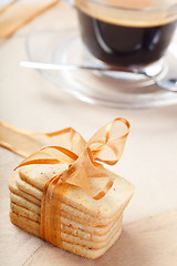 Image showing Stacked cookies and coffee