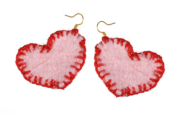 Image showing Earrings hearts of the jersey.  Gift for Valentine's Day.