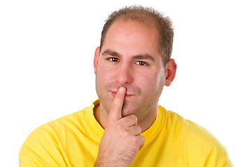 Image showing Young man showing be quit sign