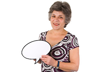Image showing Female senior woman with thought bubble
