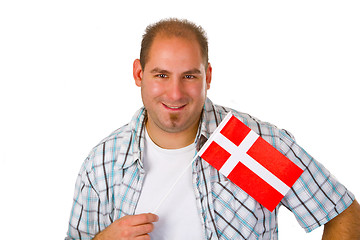 Image showing Young men with danish flag