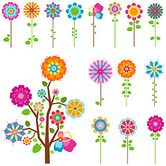 Image showing retro flowers set