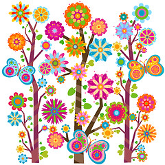 Image showing floral tree and butterflies