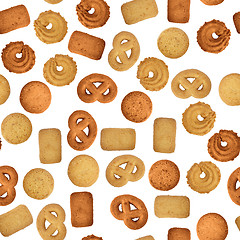 Image showing Butter cookies on white - seamless texture