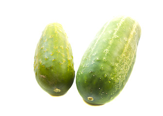 Image showing Couple green cucumber isolated on white background 