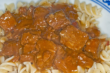 Image showing goulash of beef,noodles